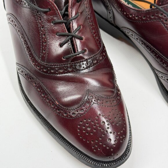 Vintage Cole Haan Oxford Brogue Dress Shoes Wingtip Burgundy Leather SIze 9.5D - Picture 11 of 14